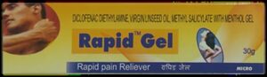 Rapid Gel 30gm is a topical pain relief gel for muscle and joint pain from conditions like sprains, strains, arthritis, and sports injuries. It contains key ingredients such as diclofenac (an anti-inflammatory), methyl salicylate, menthol, and linseed oil to reduce pain, swelling, and stiffness by inhibiting prostaglandins and providing counter-irritant and anti-inflammatory effects. The gel is applied directly to the skin to improve movement and relieve discomfort, and users should apply it as directed and wash hands afterward. What is it used for? Relieving pain and inflammation from recent muscle or joint injuries, such as sprains and strains. Reducing pain from chronic conditions like osteoarthritis and rheumatoid arthritis. Alleviating muscle stiffness and pain in the neck, shoulder, and back. Key Ingredients and their roles: